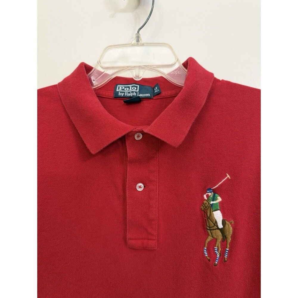 Vintage Polo Ralph Lauren men's Big Pony polo shirt red #3 100% cotton LrgTall